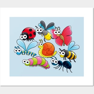 Insects Coloured Cartoon Posters and Art